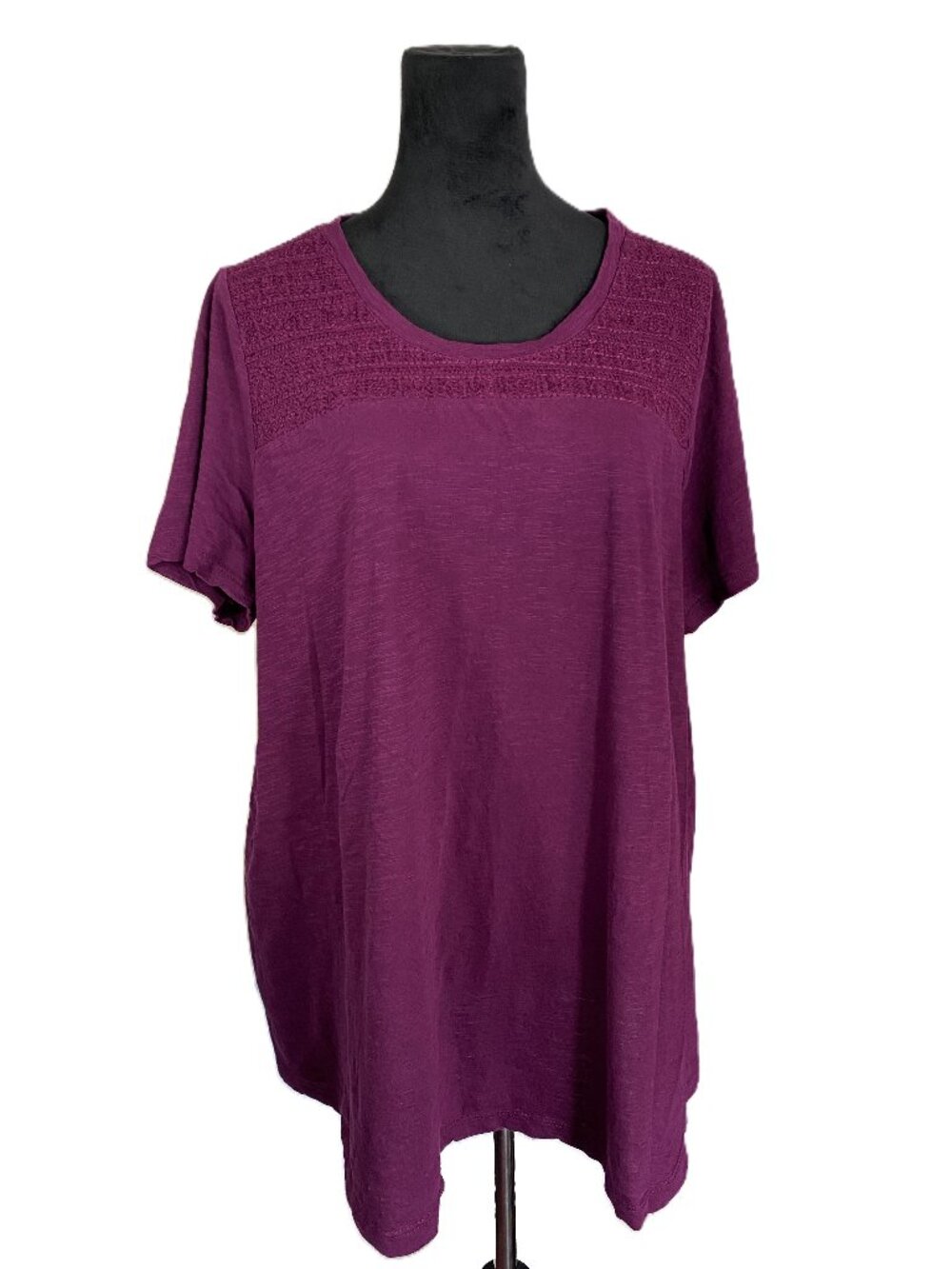 Lane Bryant Burgundy Short Sleeve Embroidered Top Size 2X